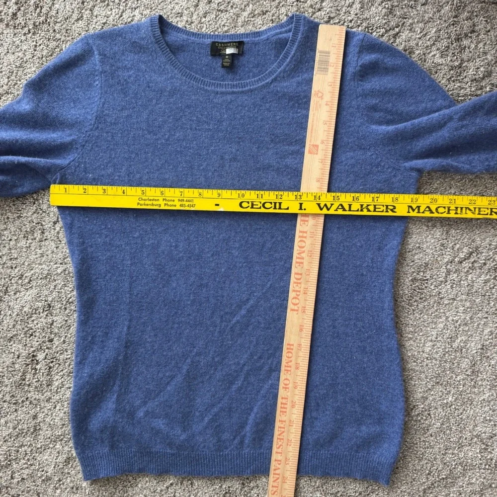 Charter Club 100% Cashmere Crewneck Sweater Womens Medium Blue Long Sleeve Knit